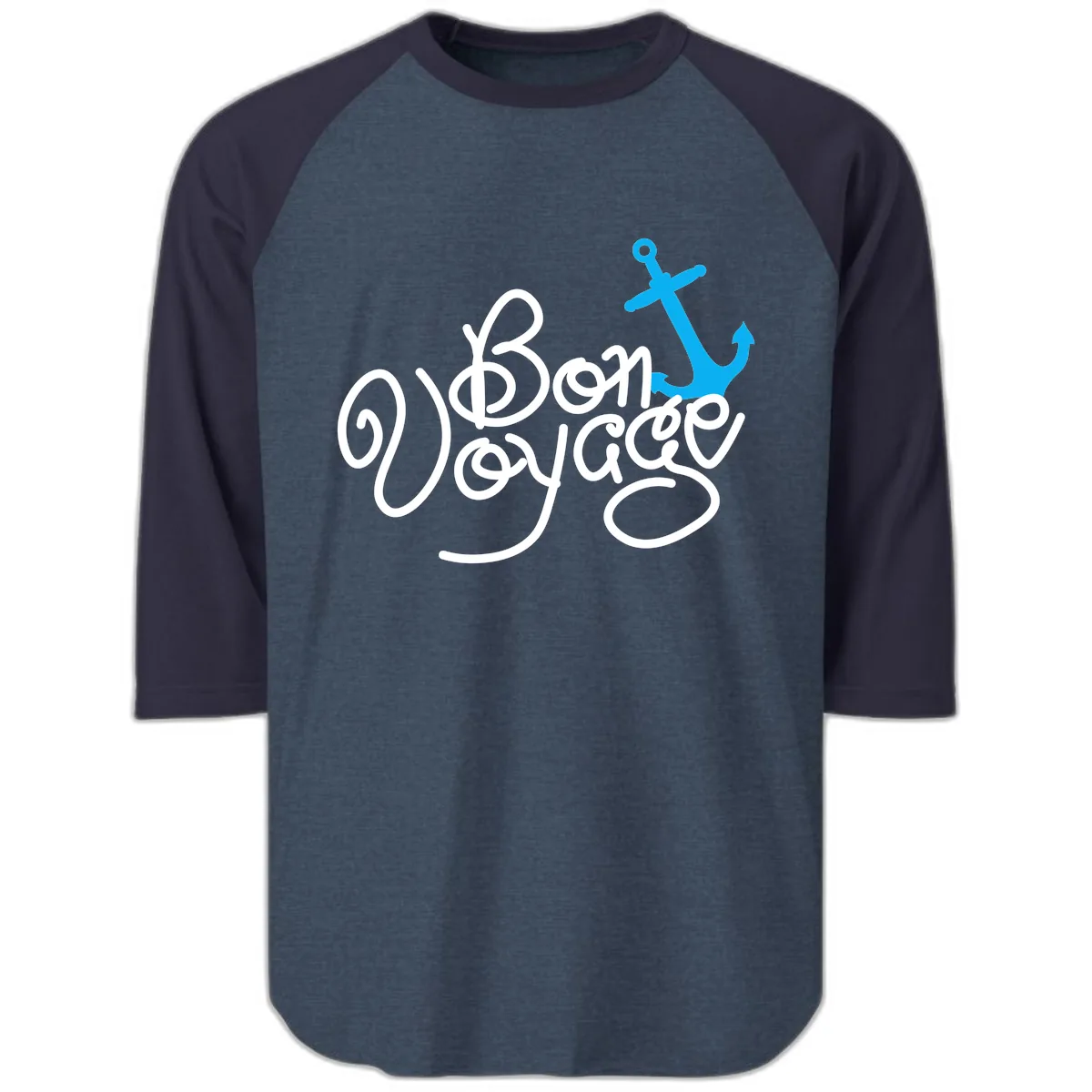 On Board Voyage Anchor Raglan 3/4 in Heather Denim Navy