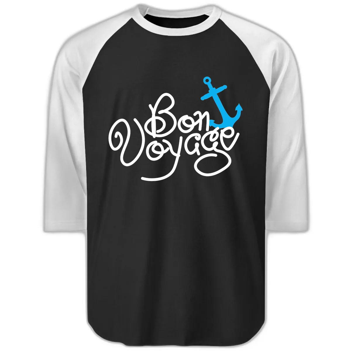 On Board Voyage Anchor Raglan 3/4 in Black White