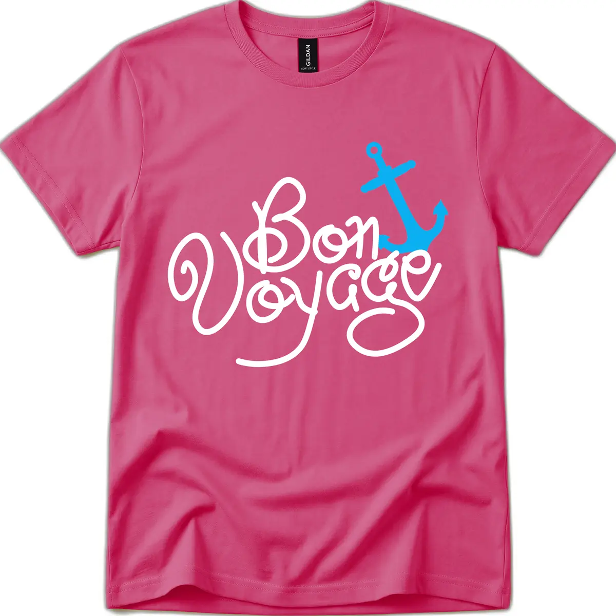 On Board Voyage Anchor T-Shirt in Heliconia