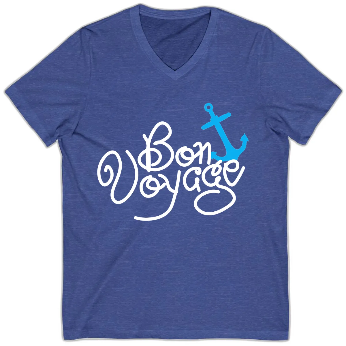 On Board Voyage Anchor V-Neck in Heather True Royal