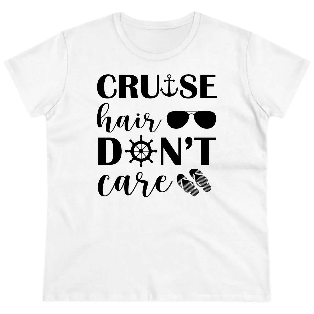 Cruise Hair Don't Care Ladies Tee in White