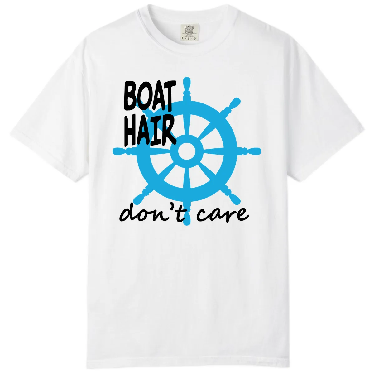 Boat Hair Don't Care Nautical Wheel Comfort Color in White