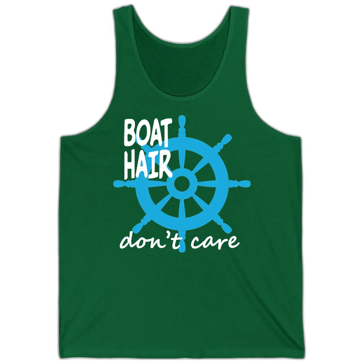 Boat Hair Don't Care Nautical Wheel Tank in Kelly