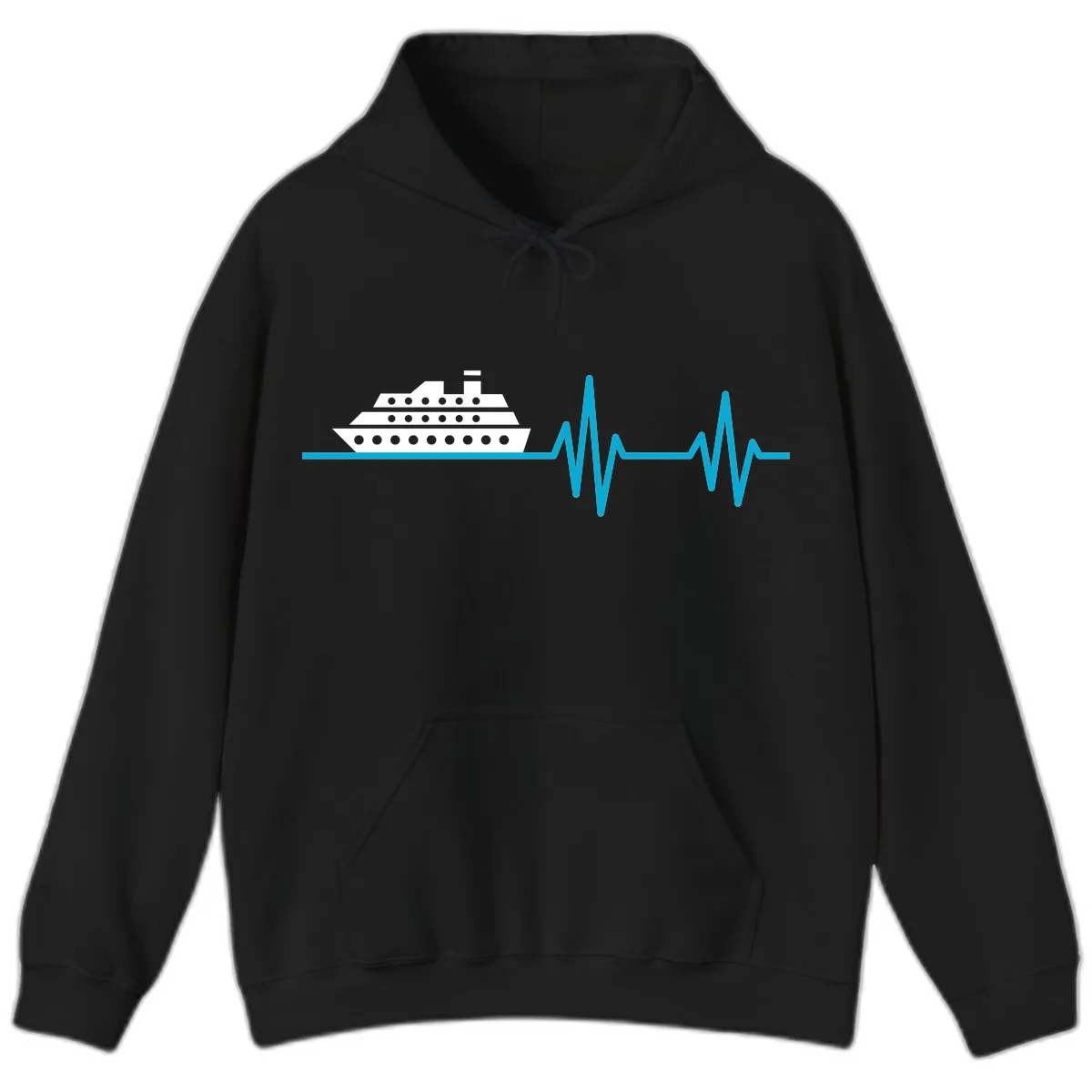 Cruise Ship Heartbeat Hoodie in Black