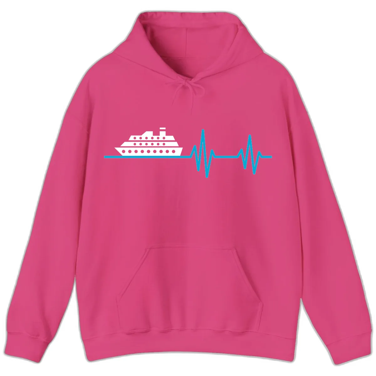 Cruise Ship Heartbeat Hoodie in Heliconia