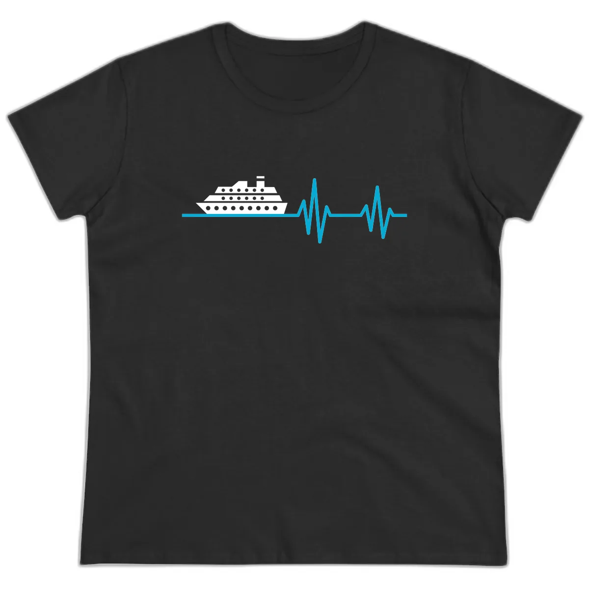 Cruise Ship Heartbeat Ladies Tee in Black