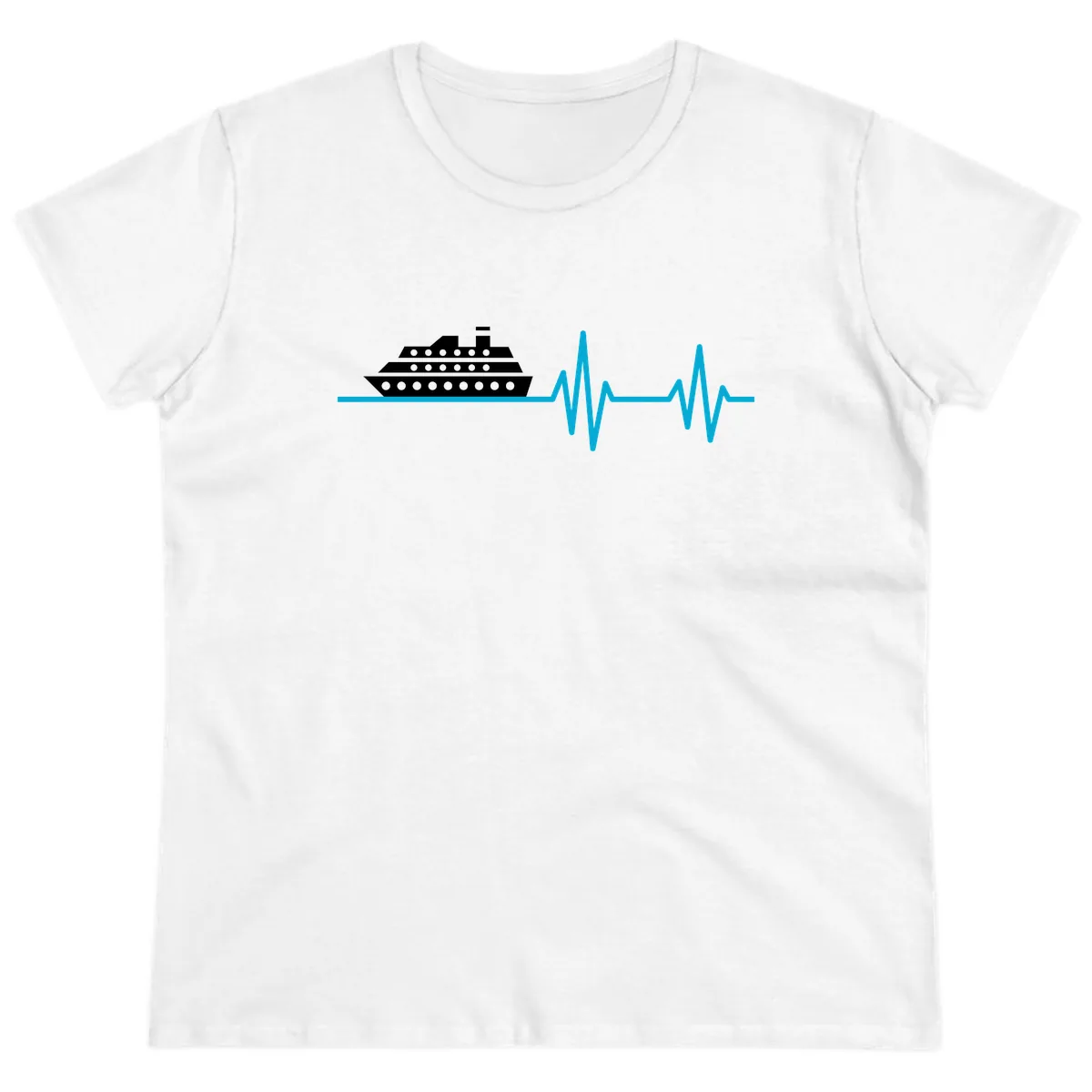 Cruise Ship Heartbeat Ladies Tee in White