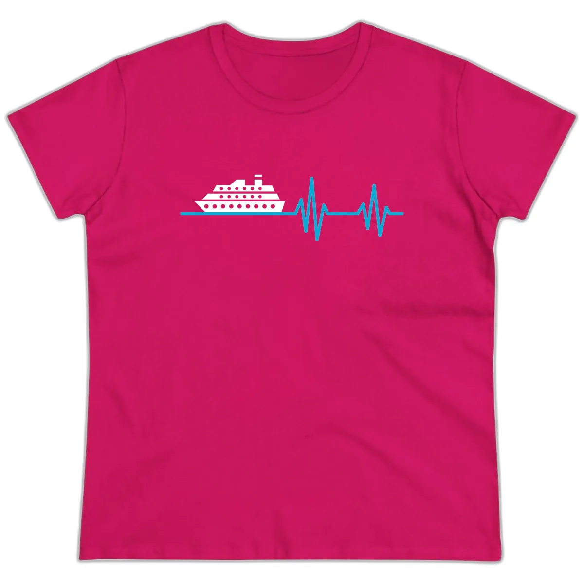 Cruise Ship Heartbeat Ladies Tee in Heliconia