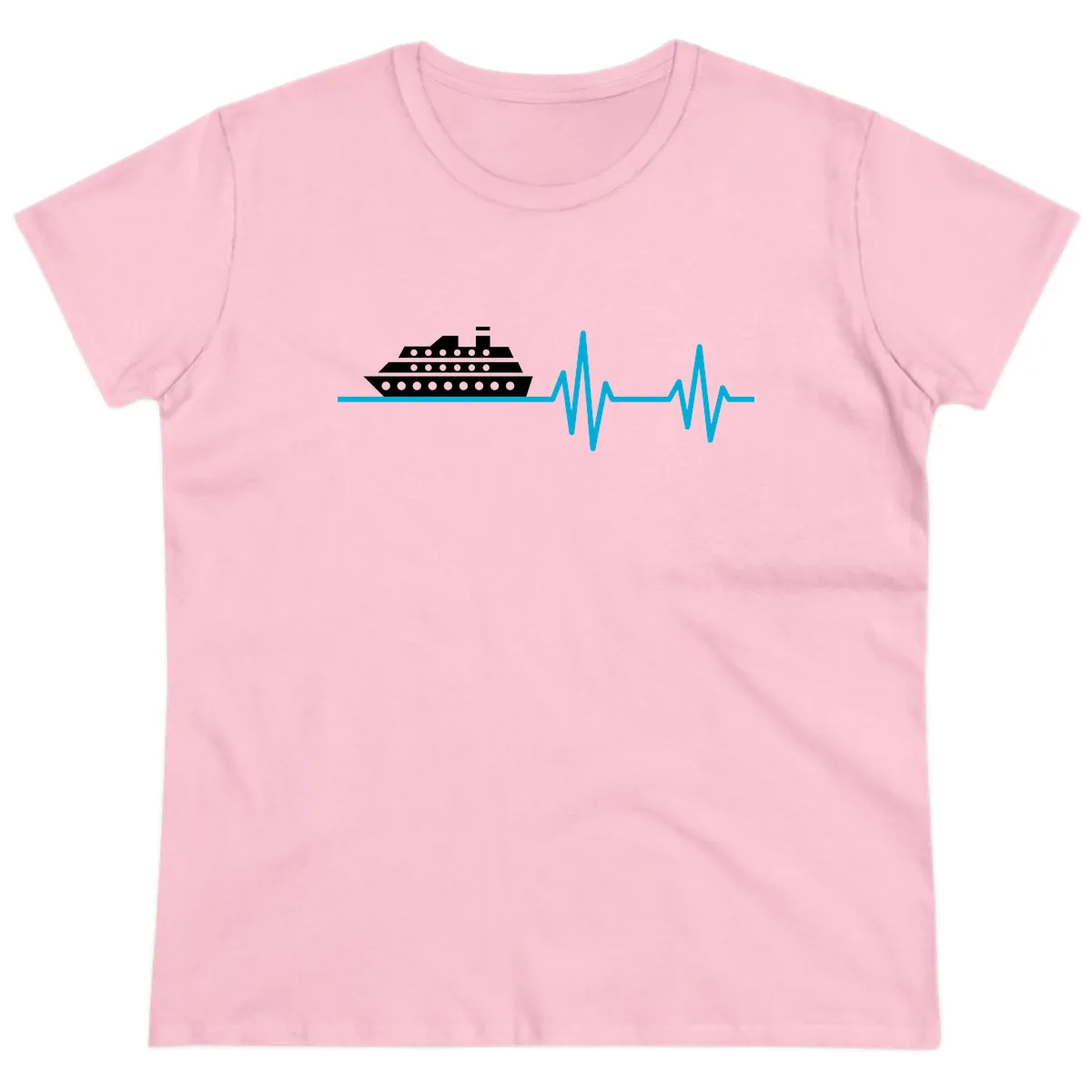Cruise Ship Heartbeat Ladies Tee in Light Pink