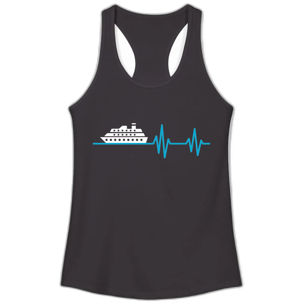 Cruise Ship Heartbeat Ladies Tank in Black