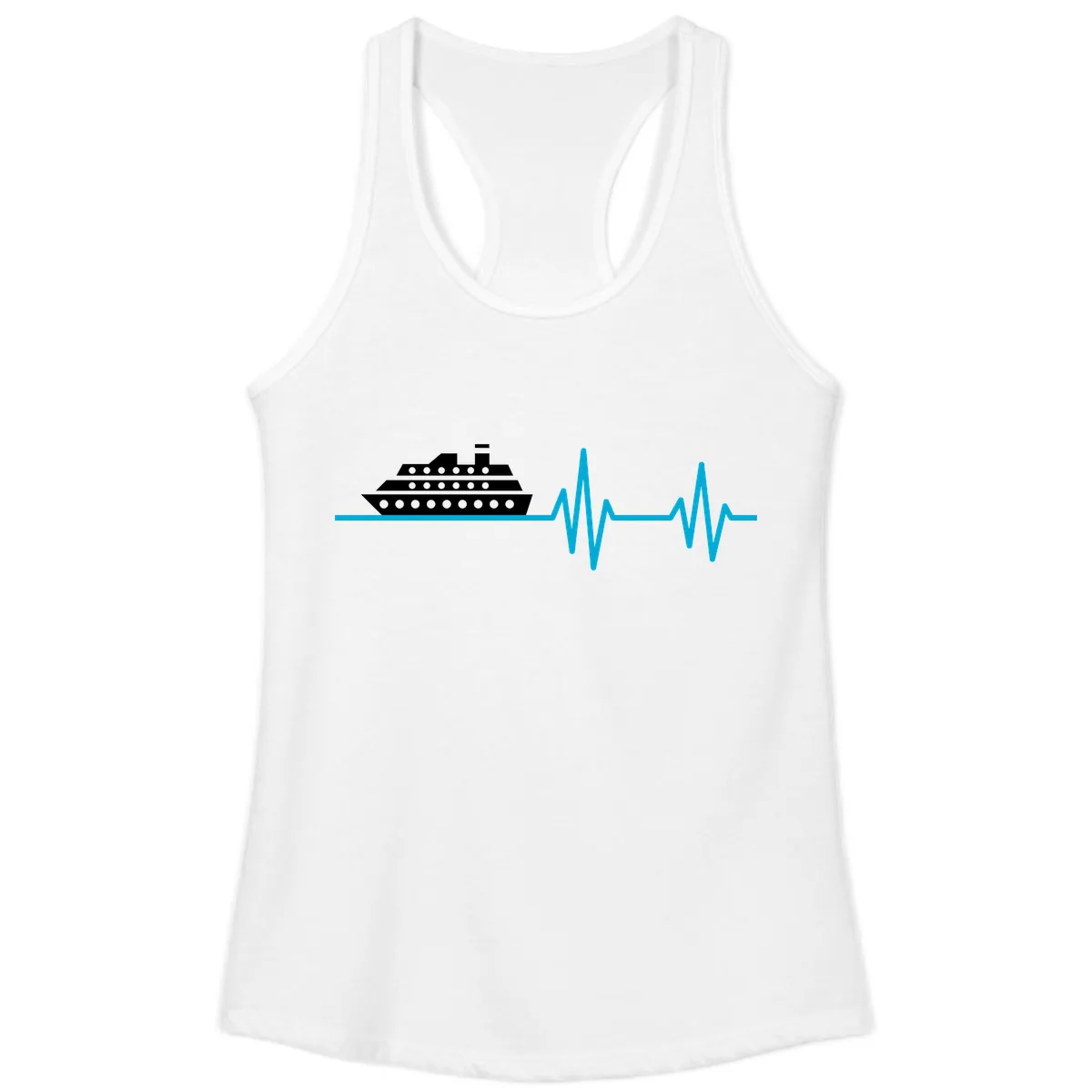 Cruise Ship Heartbeat Ladies Tank in White