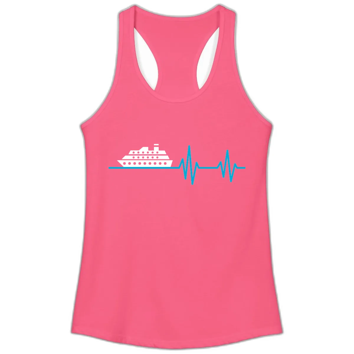 Cruise Ship Heartbeat Ladies Tank in Solid Hot Pink