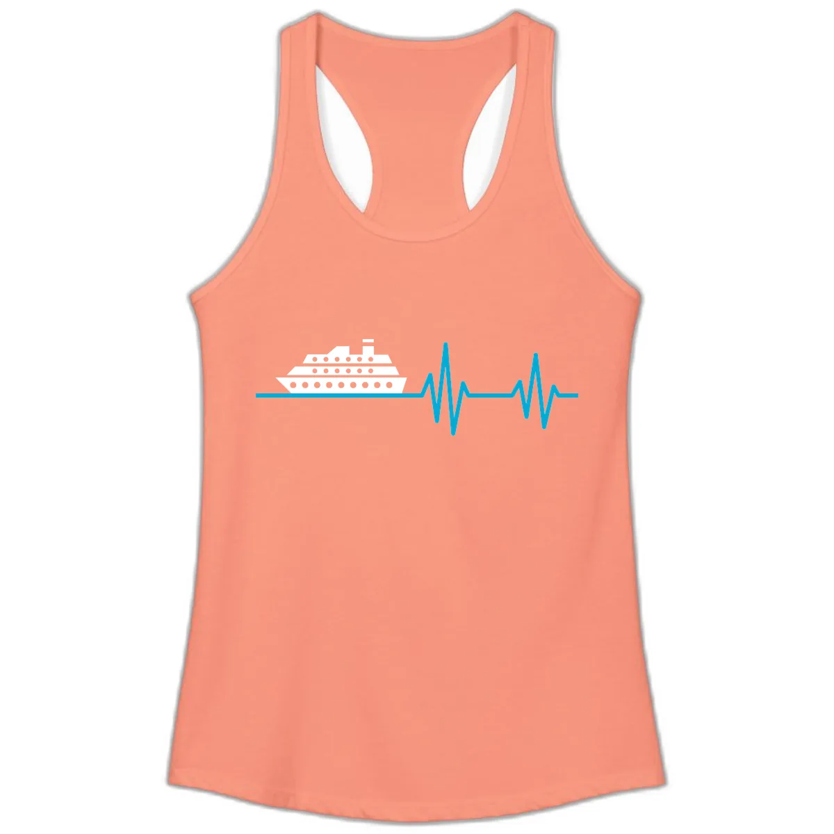 Cruise Ship Heartbeat Ladies Tank in Solid Light Orange