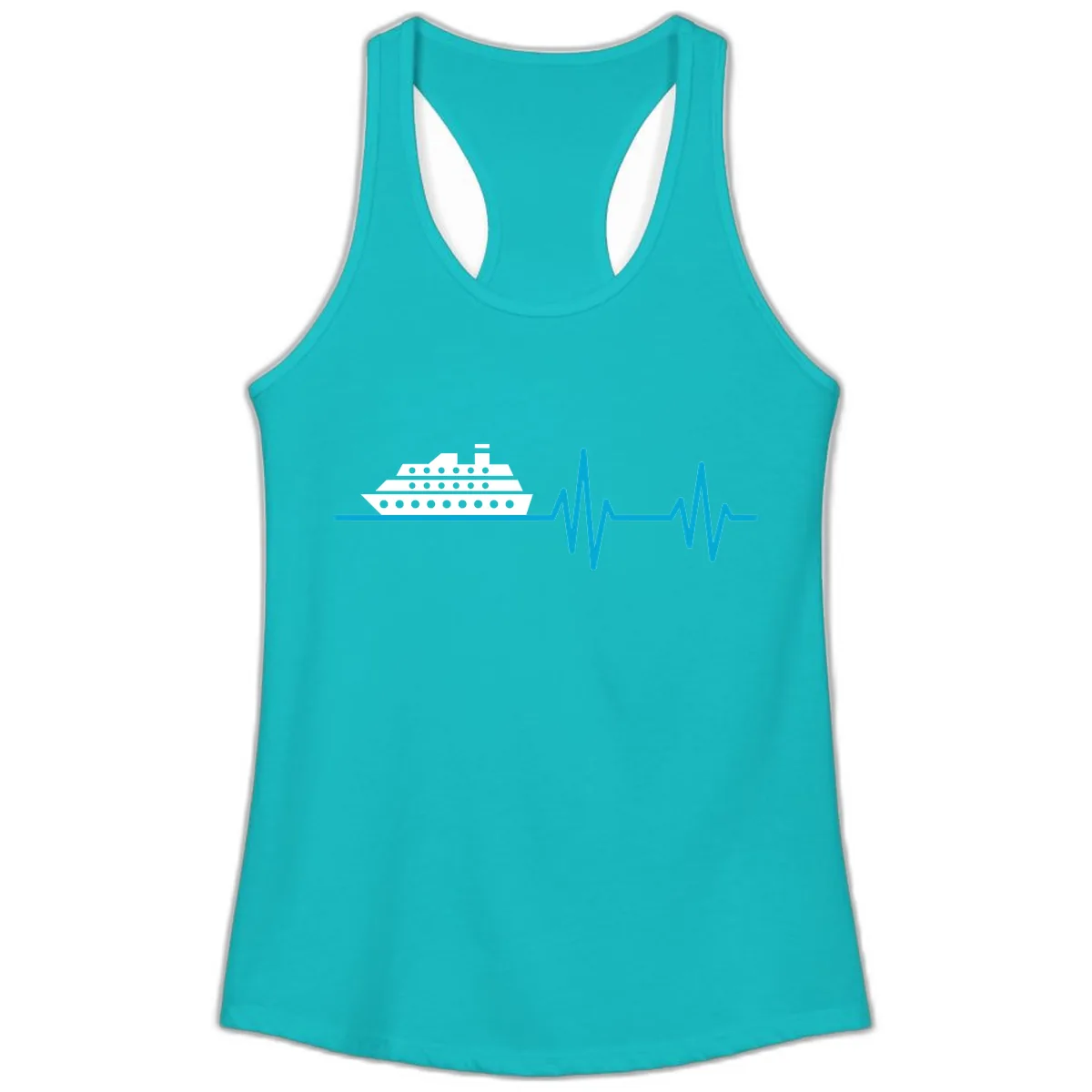 Cruise Ship Heartbeat Ladies Tank in Tahiti Blue