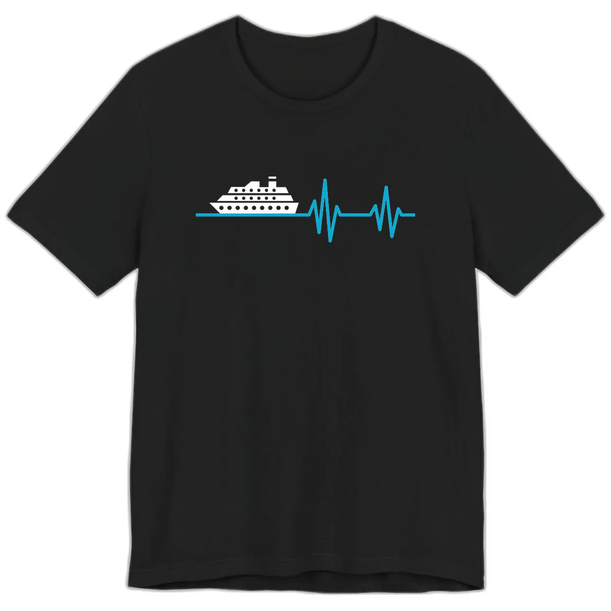 Cruise Ship Heartbeat Premium T-Shirt in Black