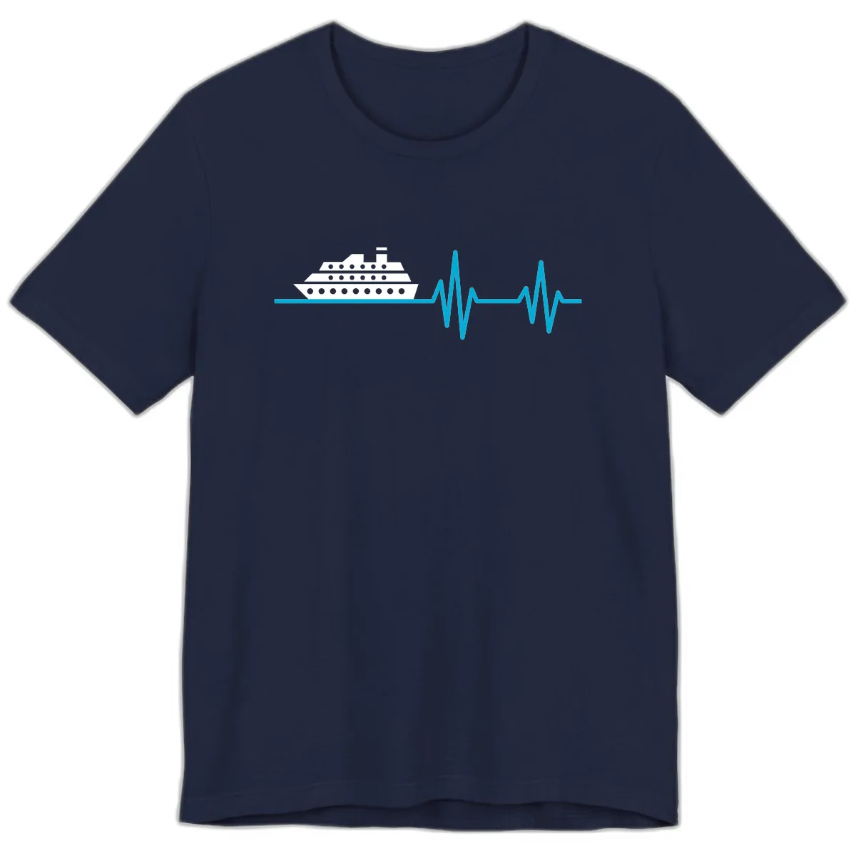 Cruise Ship Heartbeat Premium T-Shirt in Navy