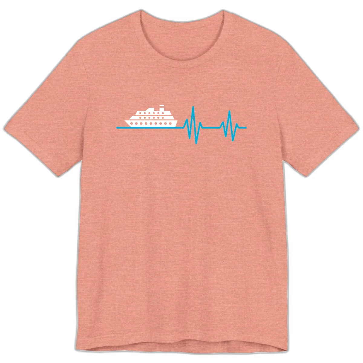 Cruise Ship Heartbeat Premium T-Shirt in Heather Sunset