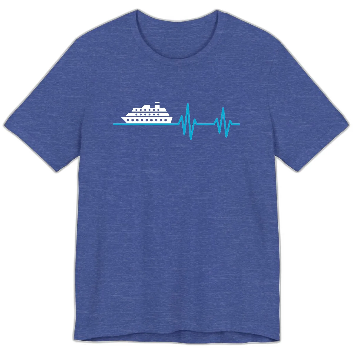 Cruise Ship Heartbeat Premium T-Shirt in Heather True Royal