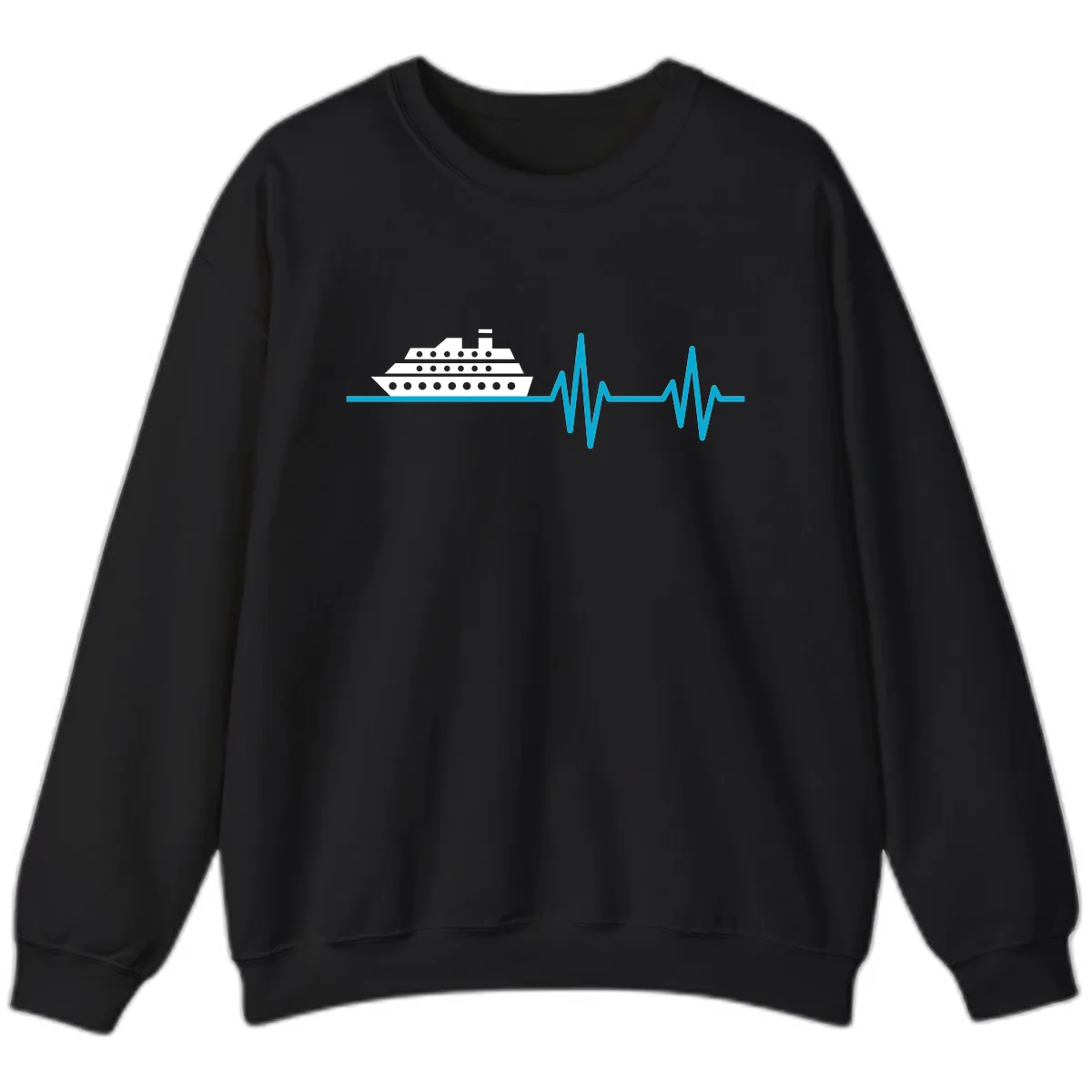 Cruise Ship Heartbeat Sweatshirt in Black