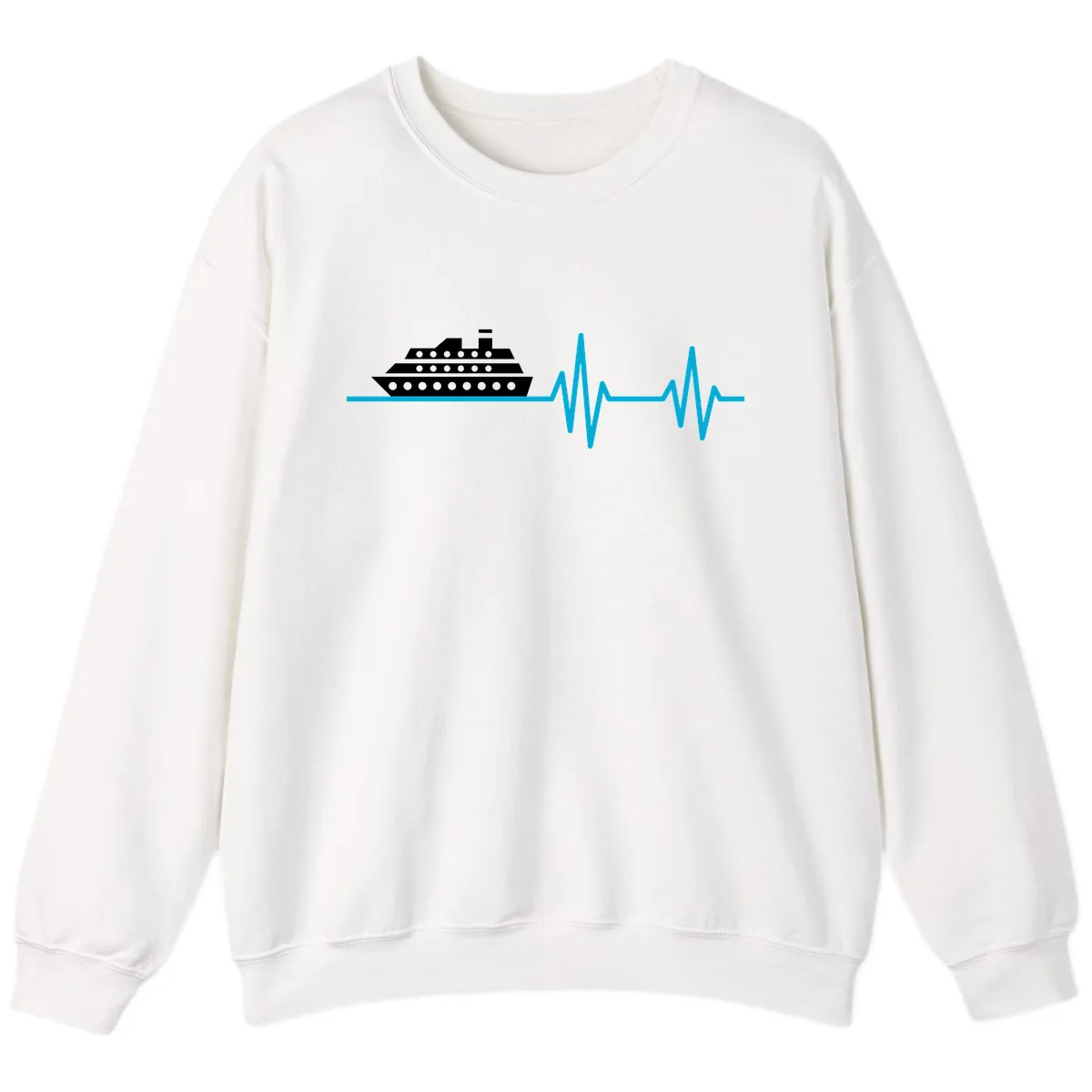Cruise Ship Heartbeat Sweatshirt in White