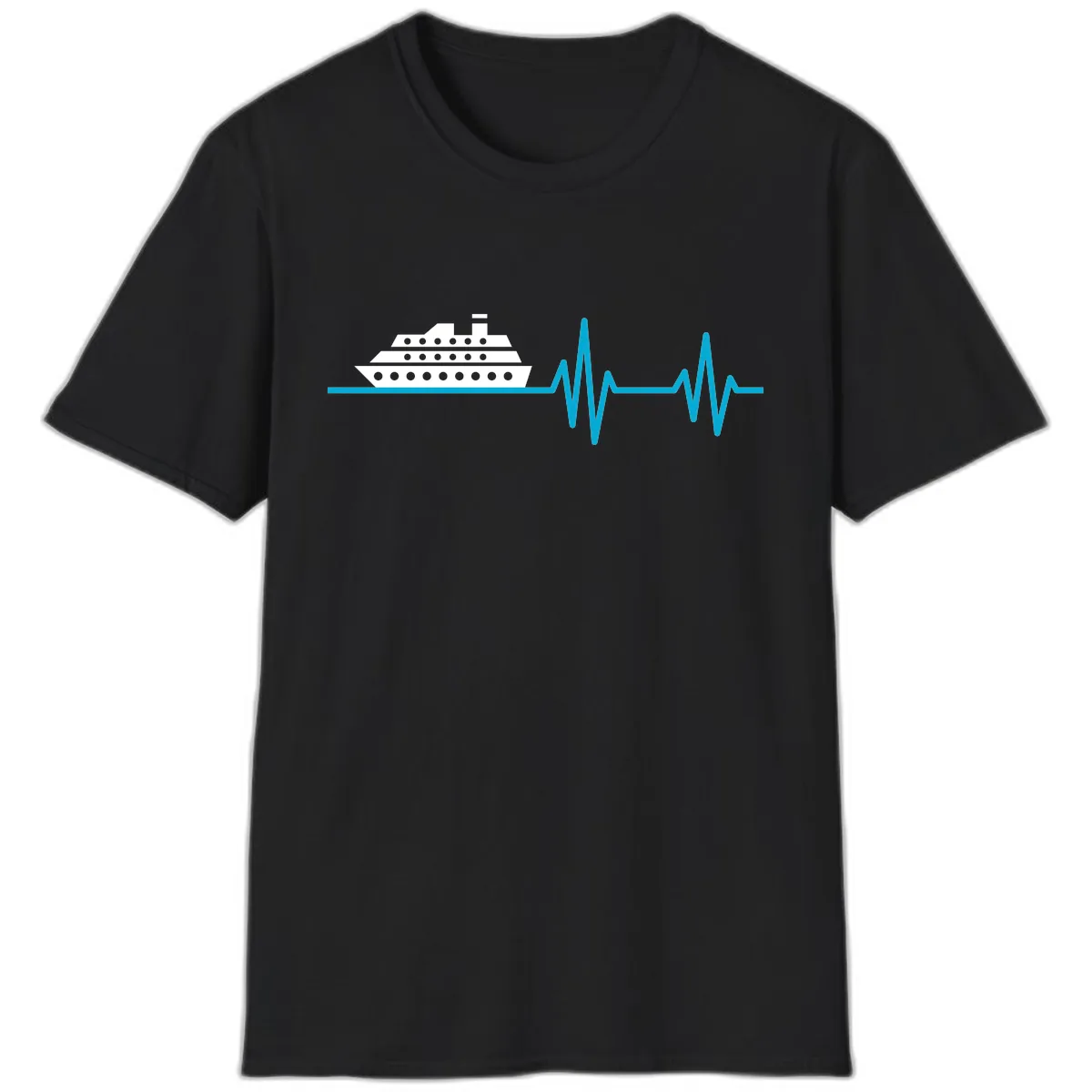 Cruise Ship Heartbeat T-Shirt in Black