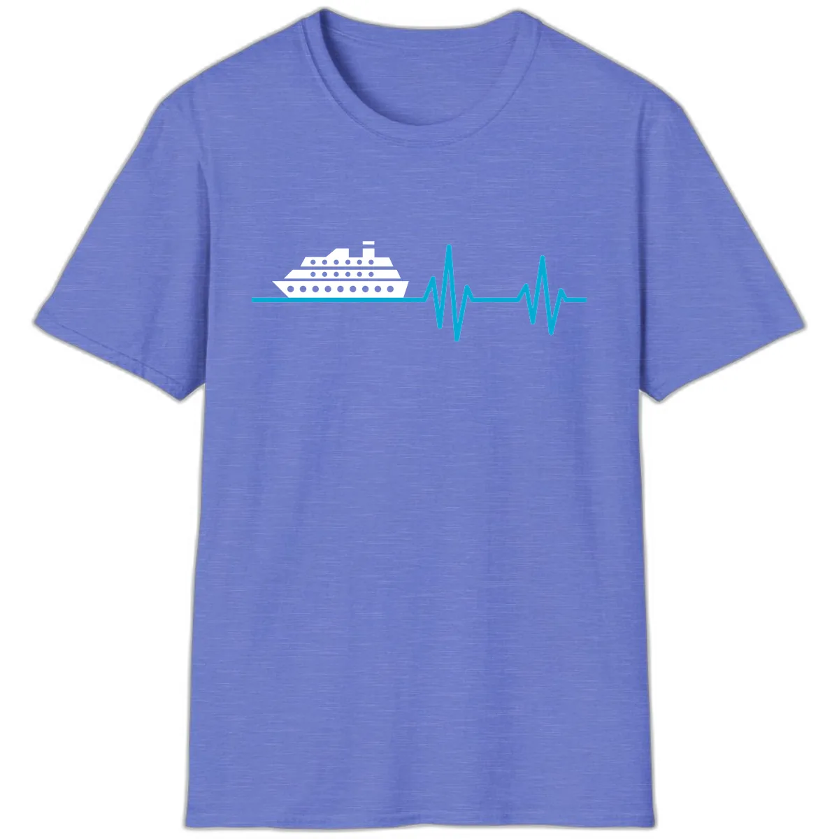 Cruise Ship Heartbeat T-Shirt in Heather Royal