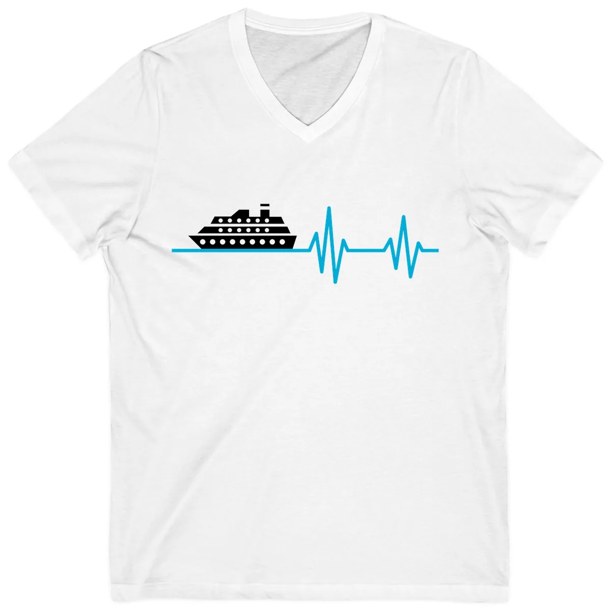 Cruise Ship Heartbeat V-Neck in White