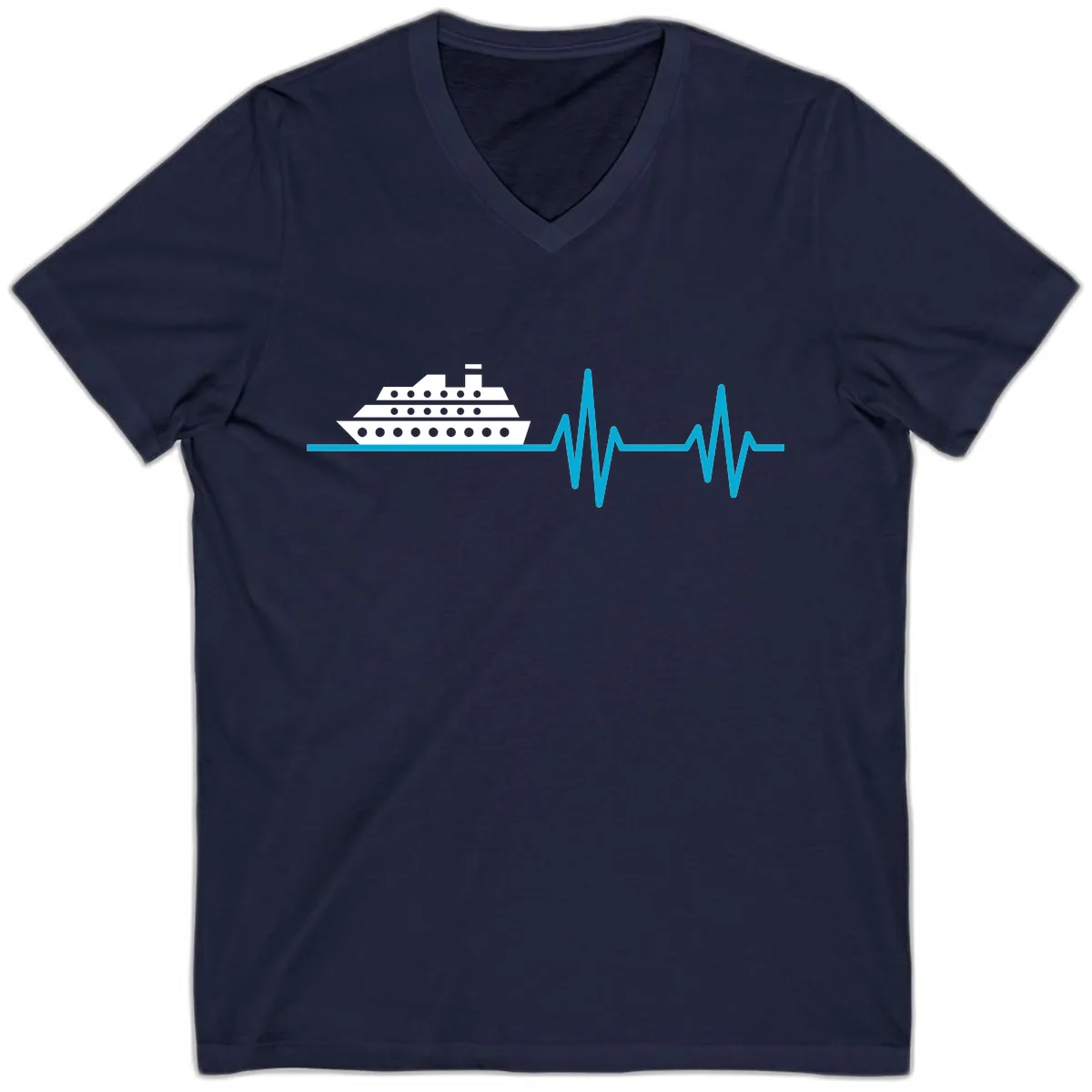 Cruise Ship Heartbeat V-Neck in Navy