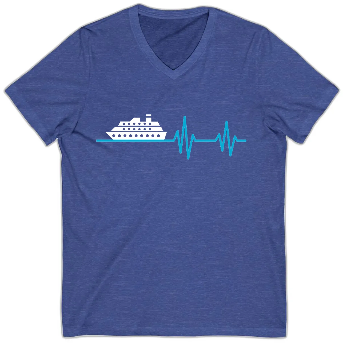 Cruise Ship Heartbeat V-Neck in Heather True Royal