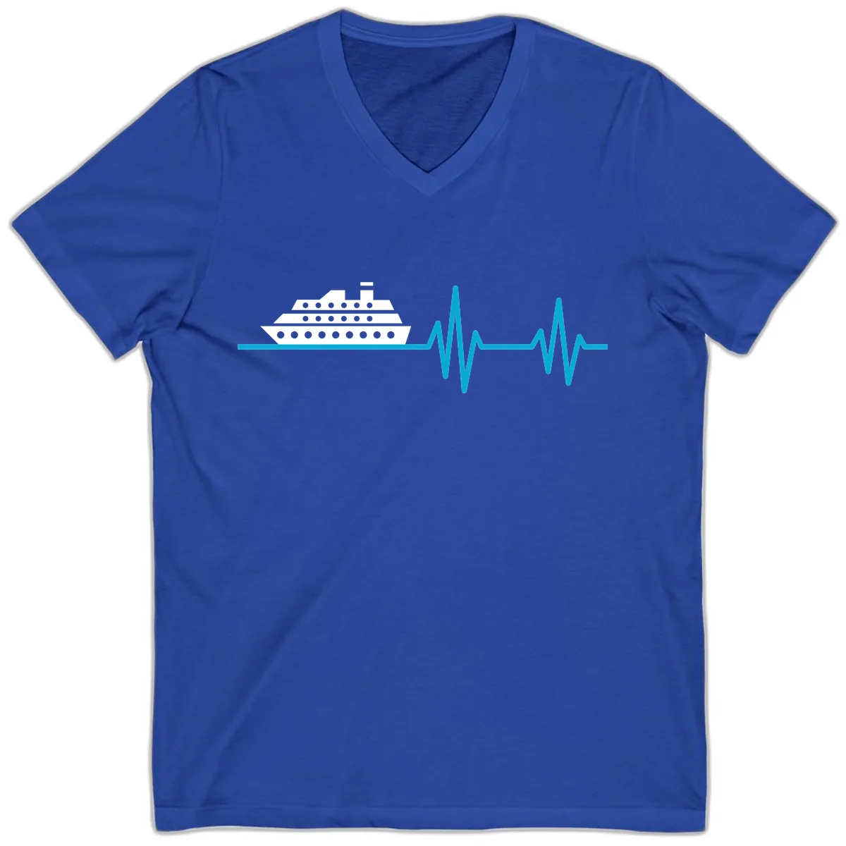 Cruise Ship Heartbeat V-Neck in True Royal
