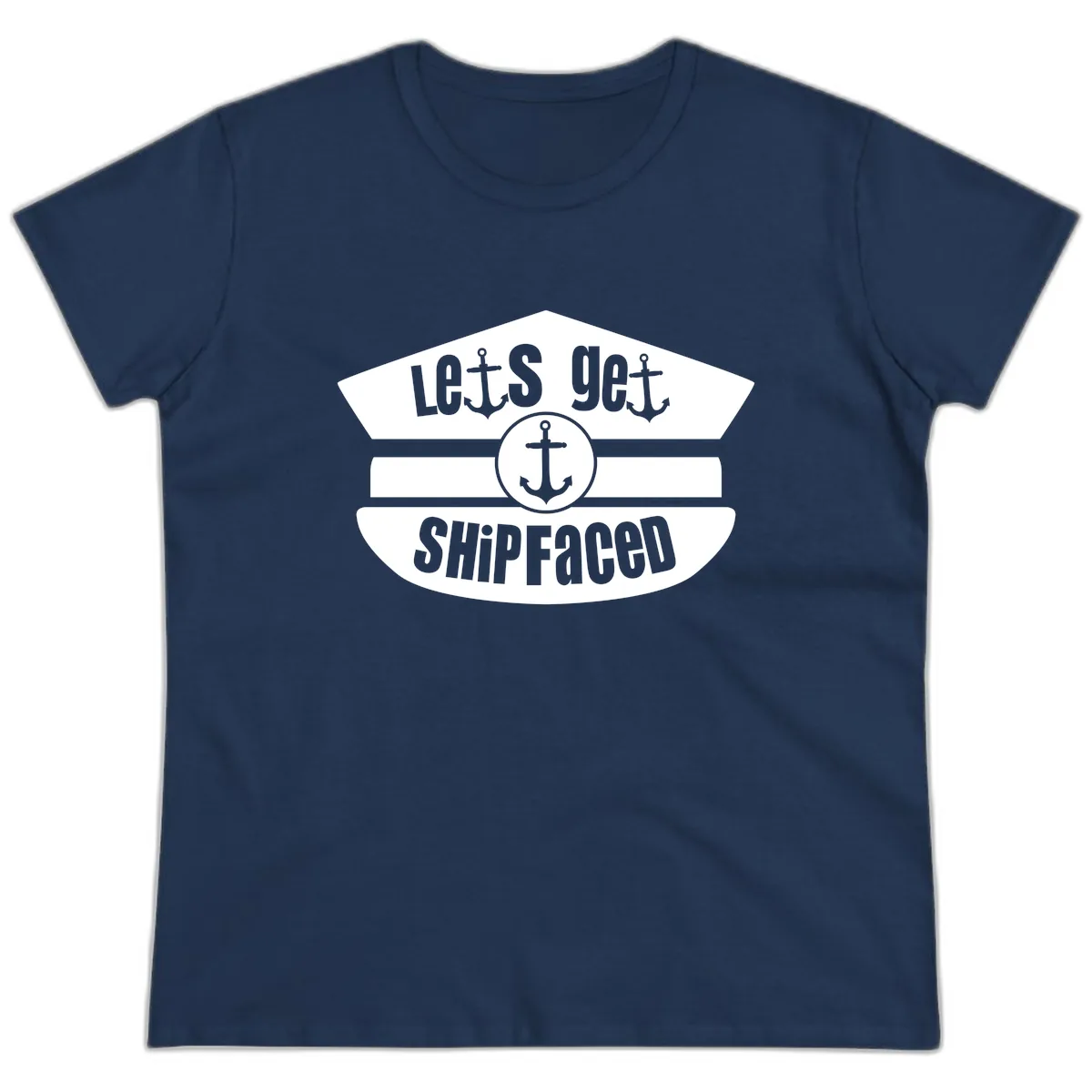 Let's Get Shipfaced Ladies Tee in Navy