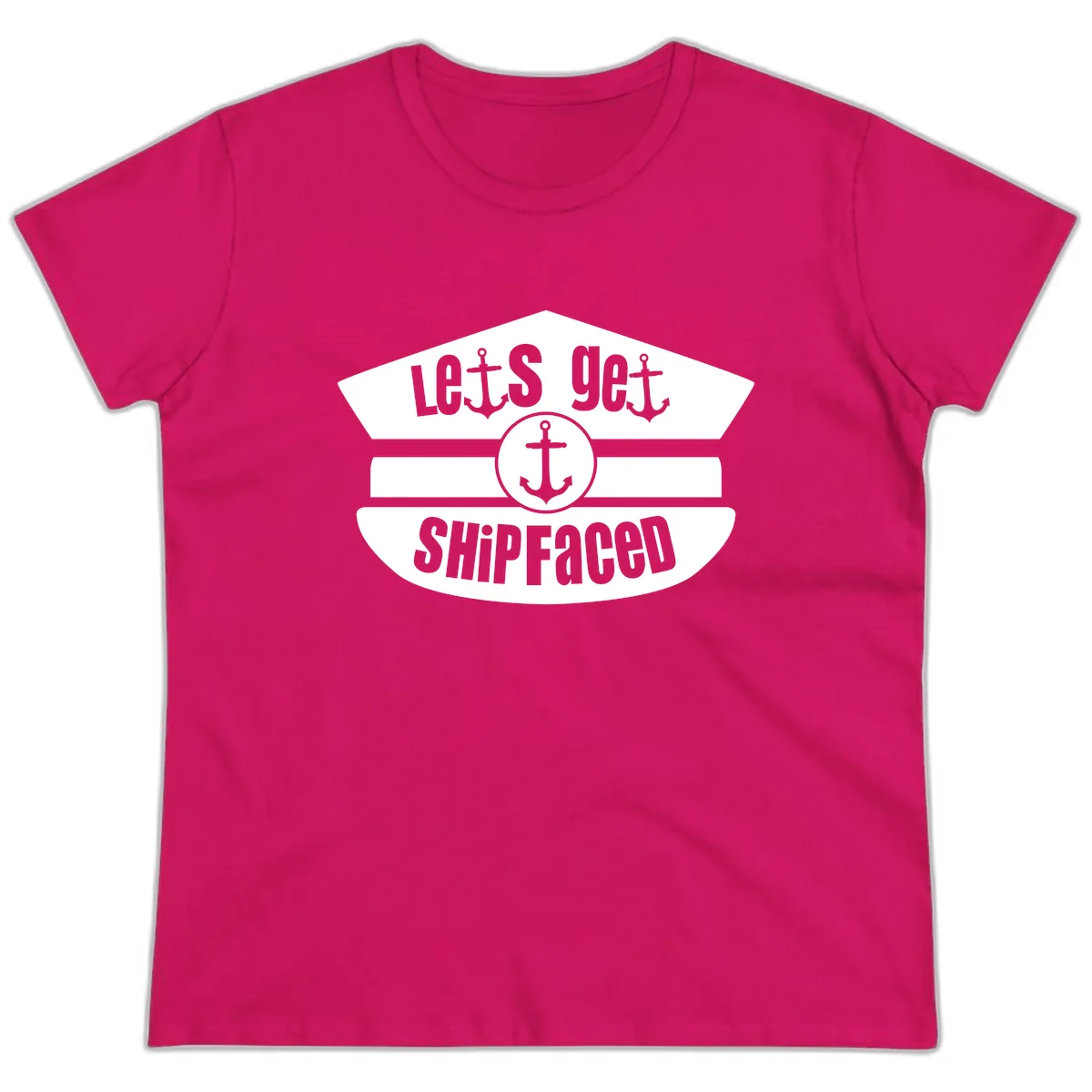 Let's Get Shipfaced Ladies Tee in Heliconia