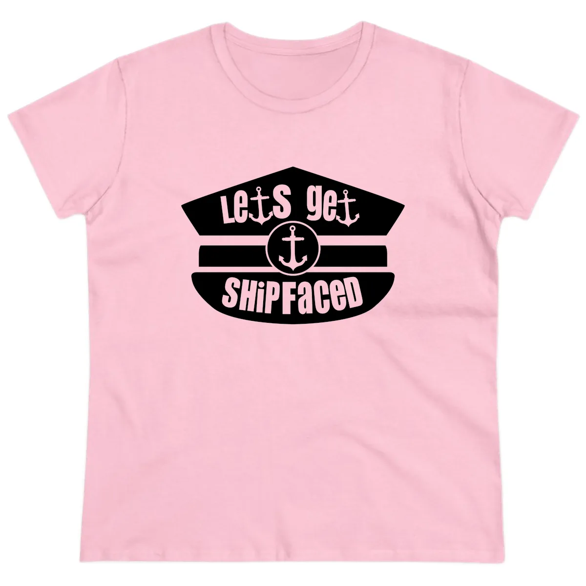 Let's Get Shipfaced Ladies Tee in Light Pink