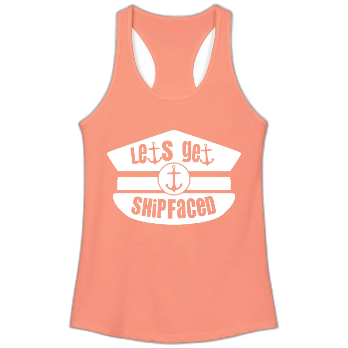 Let's Get Shipfaced Ladies Tank in Solid Light Orange
