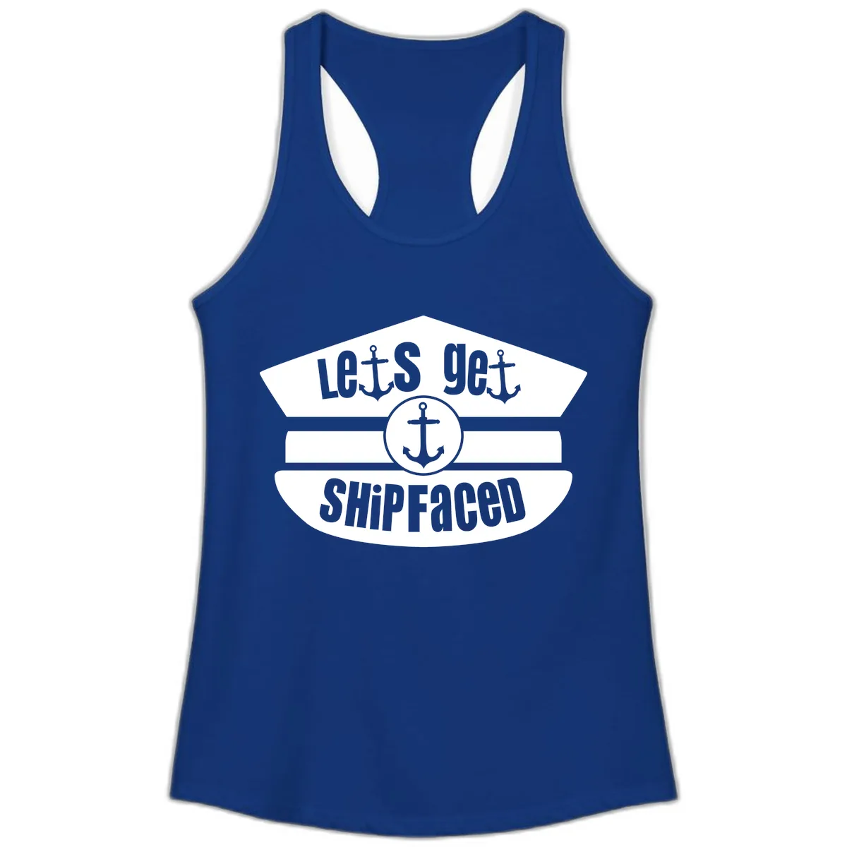 Let's Get Shipfaced Ladies Tank in Solid Royal