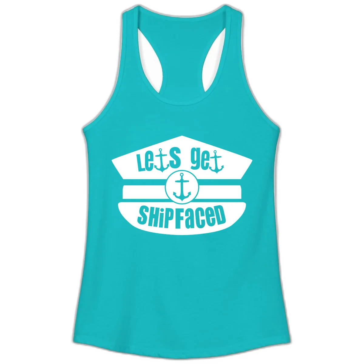 Let's Get Shipfaced Ladies Tank in Tahiti Blue