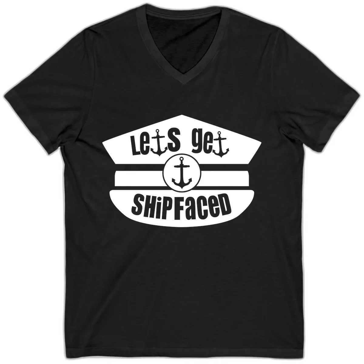 Let's Get Shipfaced V-Neck in Black
