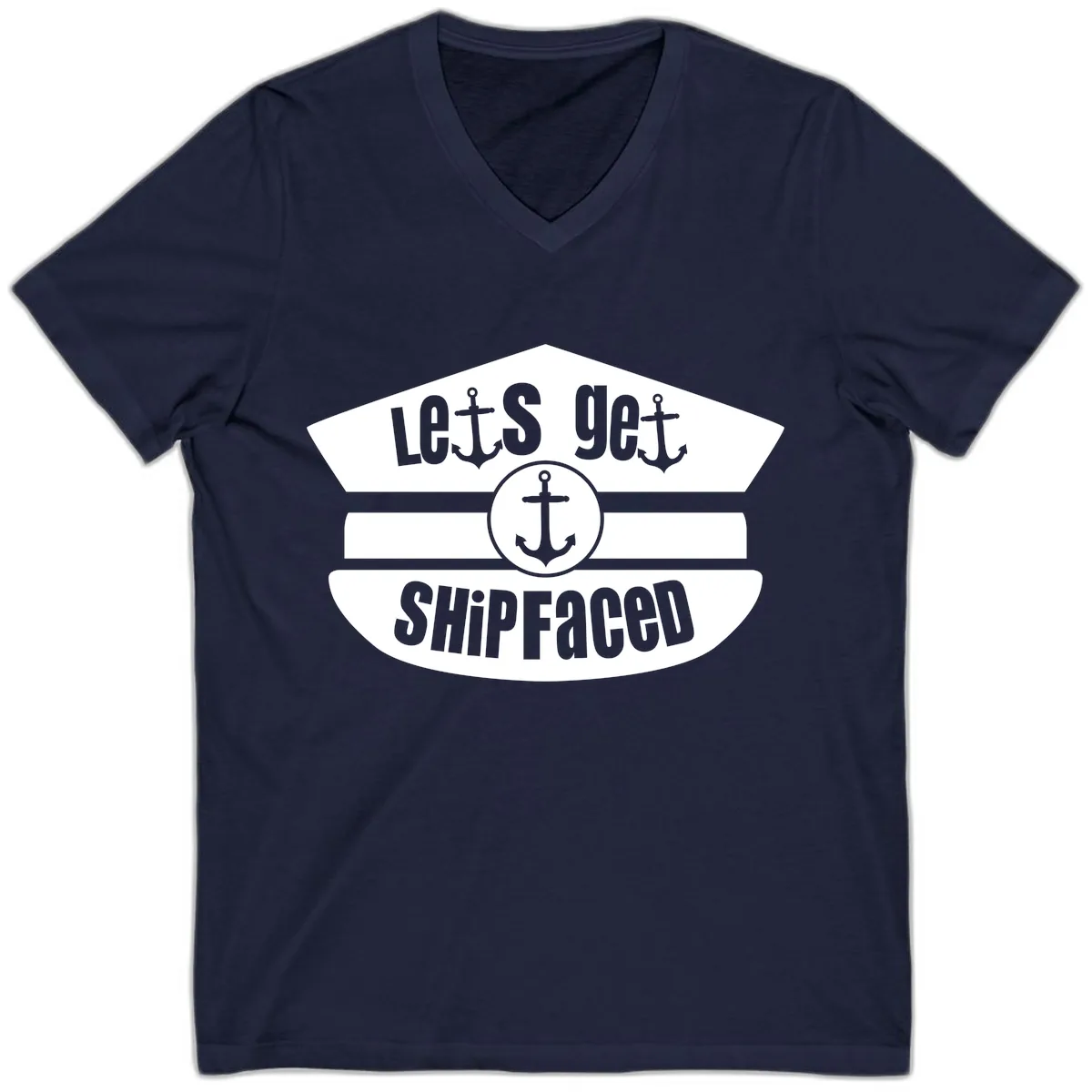 Let's Get Shipfaced V-Neck in Navy