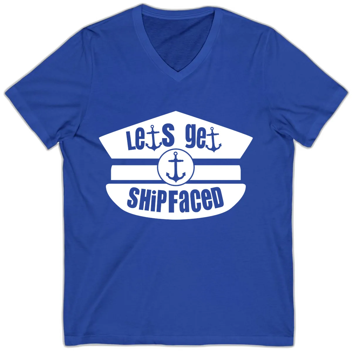 Let's Get Shipfaced V-Neck in True Royal