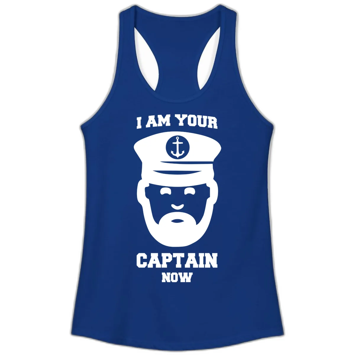I Am Your Captain Now Ladies Tank in Solid Royal