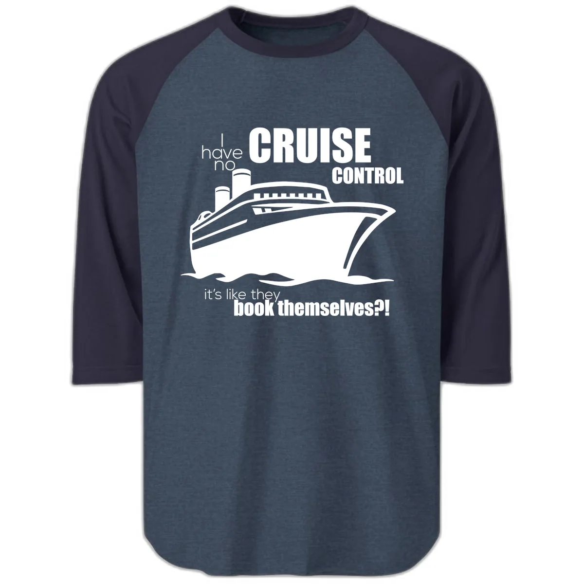 No Cruise Control Raglan 3/4 in Heather Denim Navy
