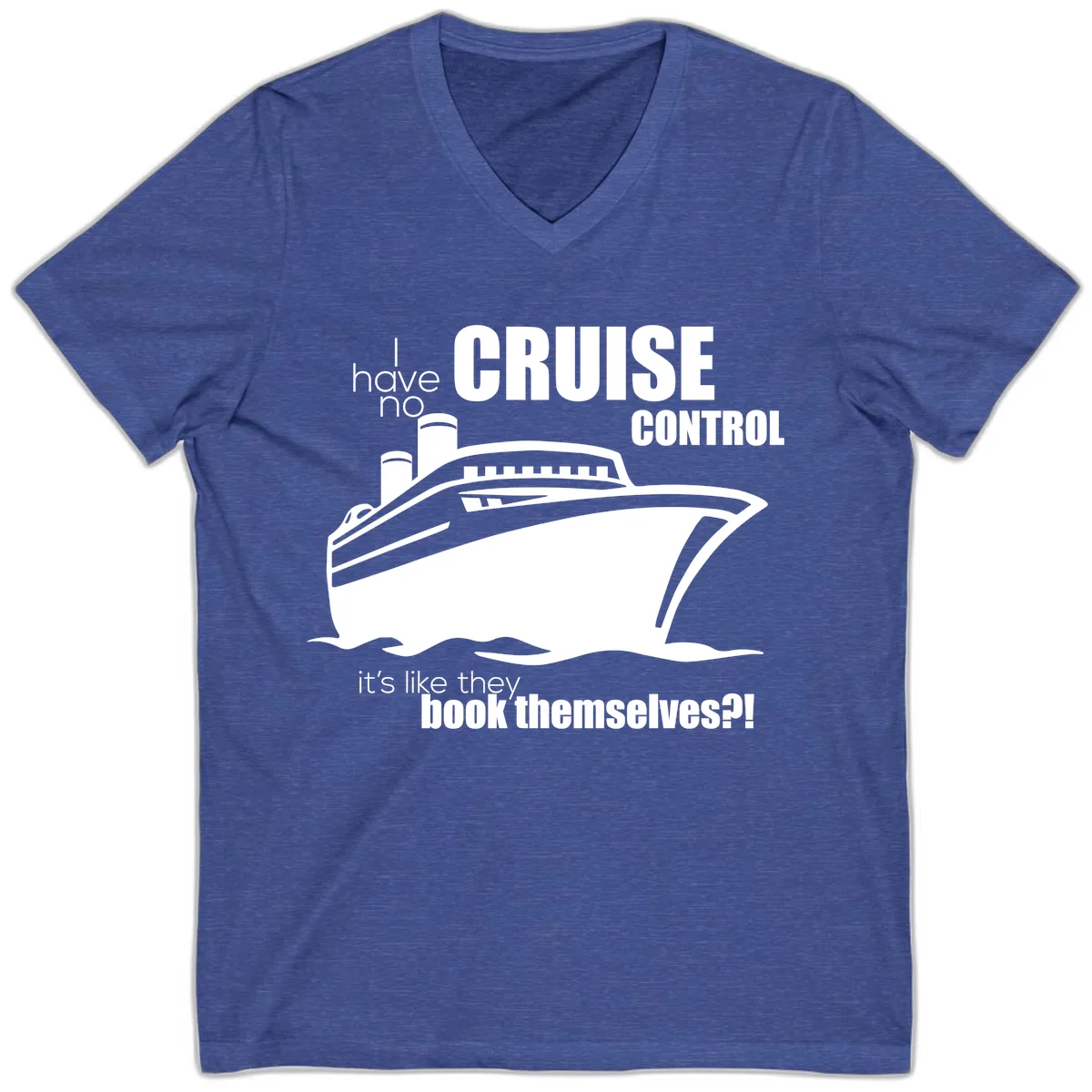 No Cruise Control V-Neck in Heather True Royal