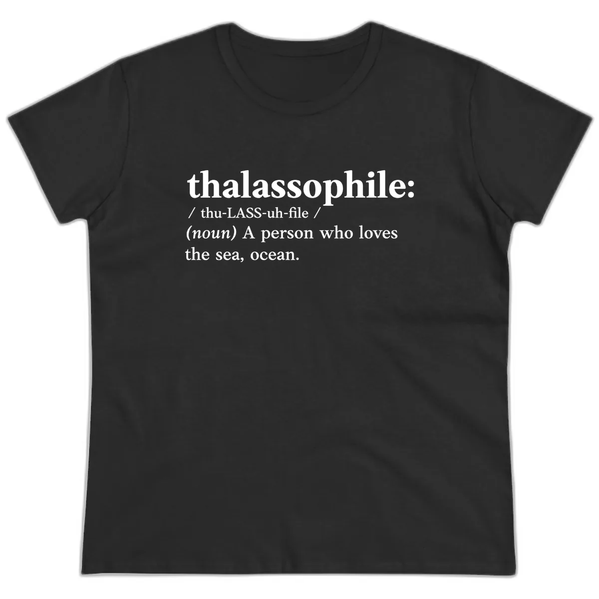 Thalassophile Ocean Lover Ladies Tee in Black