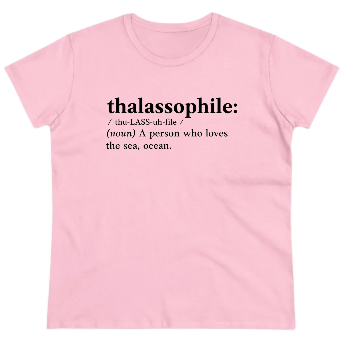 Thalassophile Ocean Lover Ladies Tee in Light Pink