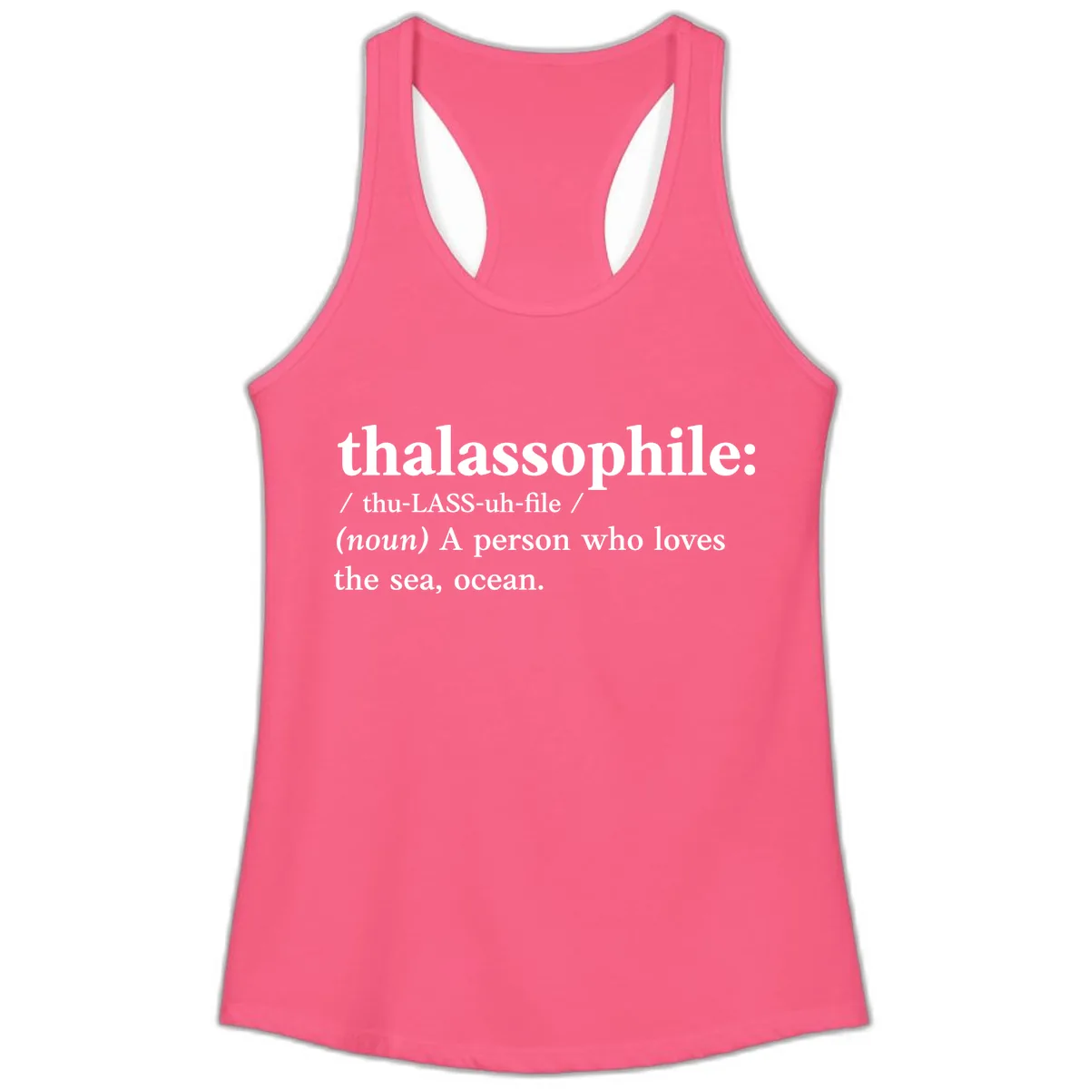 Thalassophile Ocean Lover Ladies Tank in Solid Hot Pink
