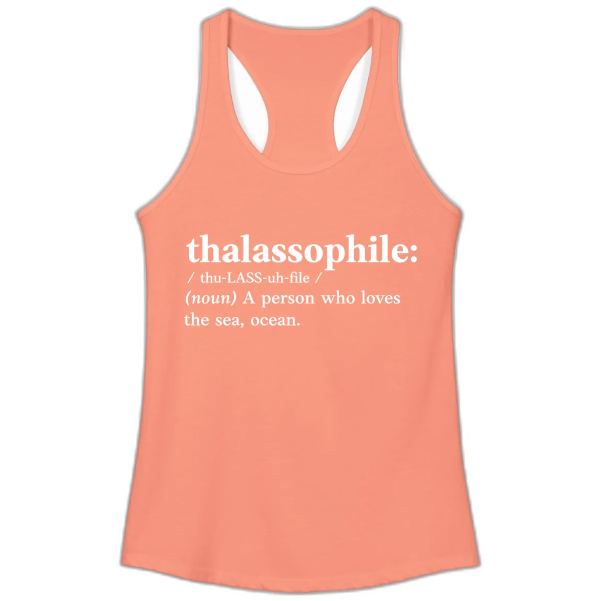 Thalassophile Ocean Lover Ladies Tank in Solid Light Orange