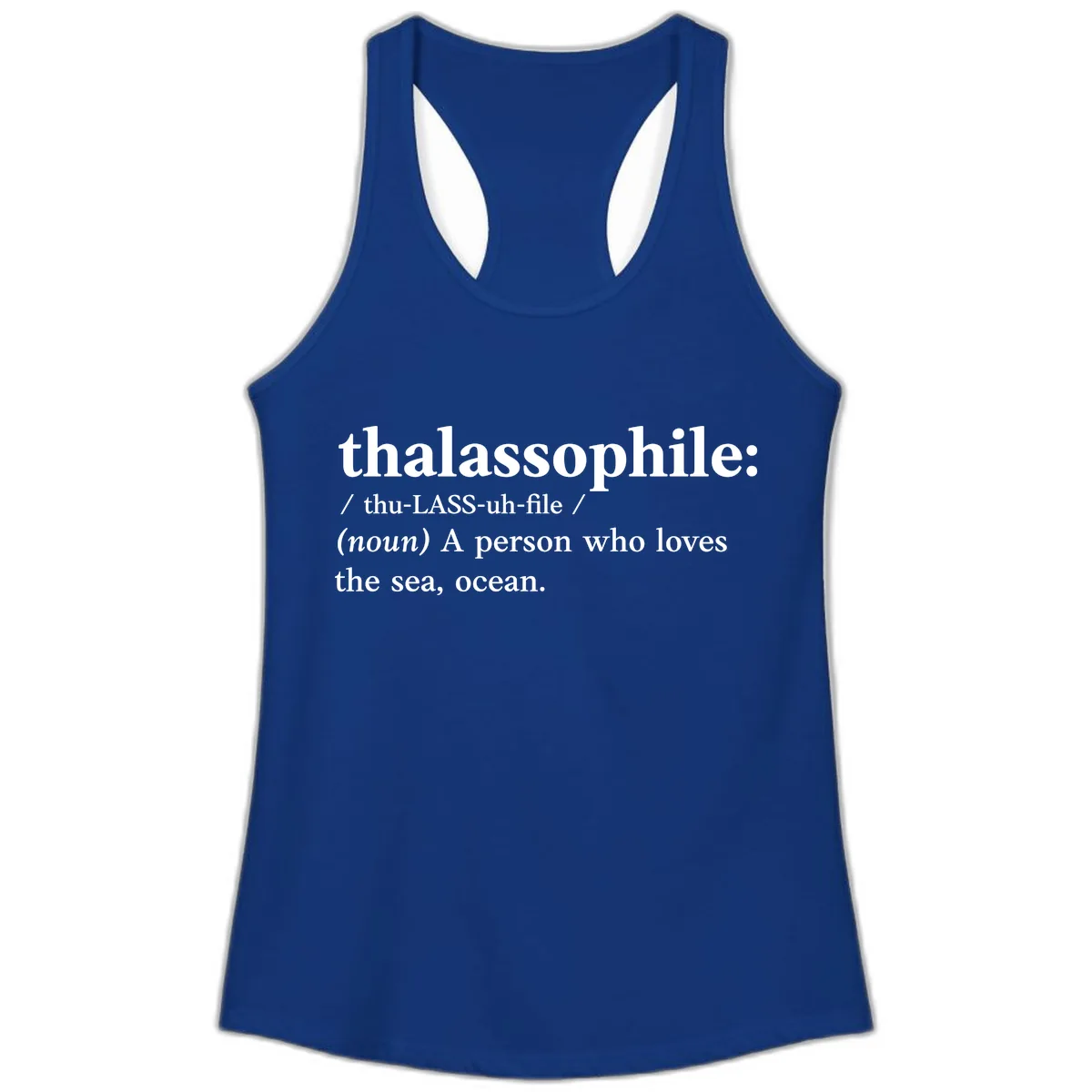 Thalassophile Ocean Lover Ladies Tank in Solid Royal