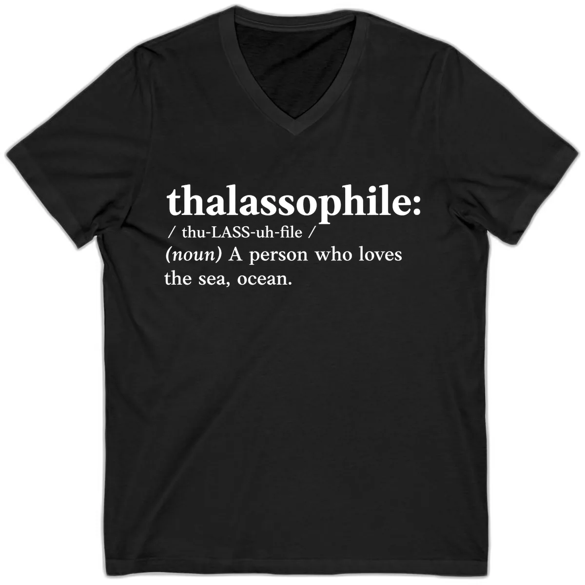 Thalassophile Ocean Lover V-Neck in Black