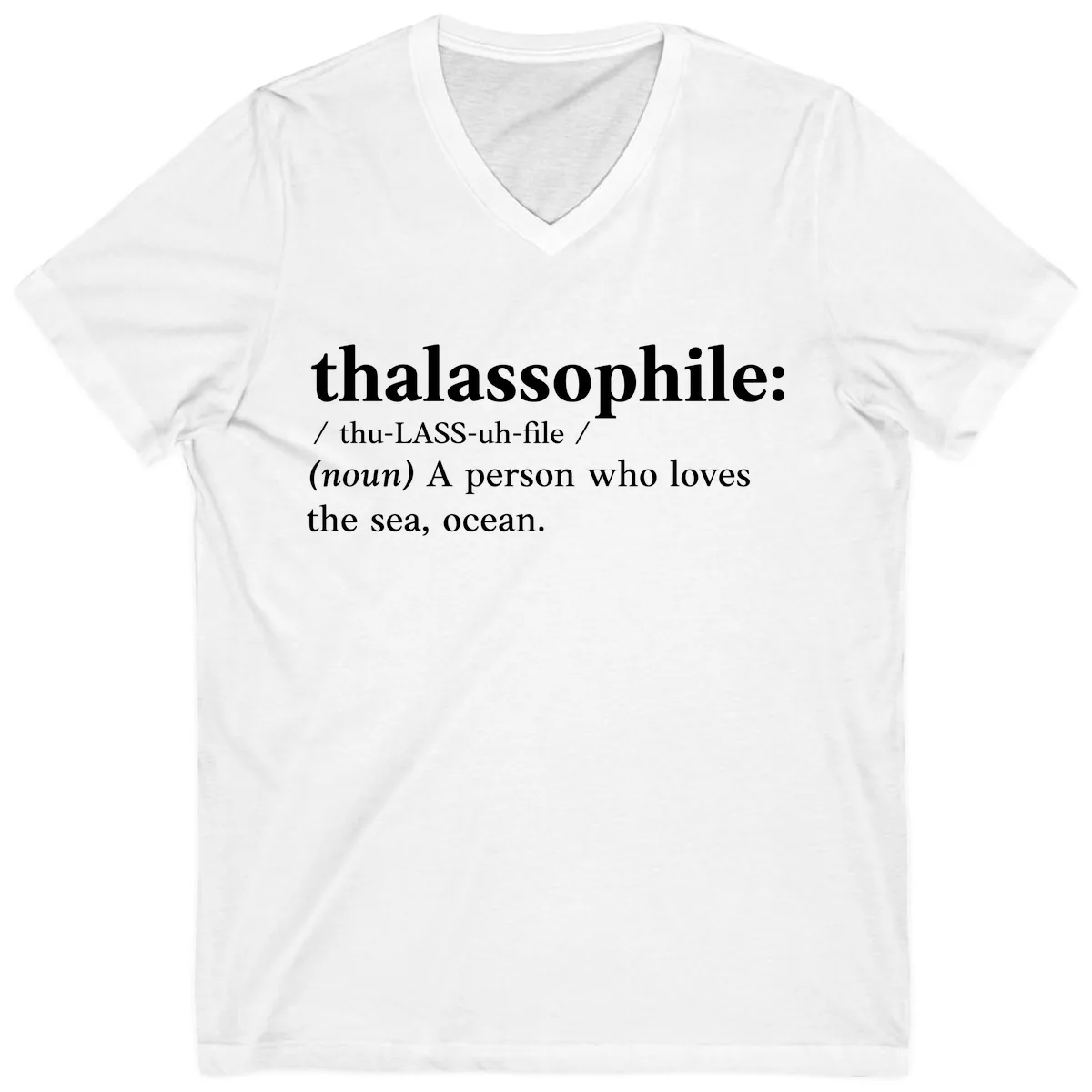 Thalassophile Ocean Lover V-Neck in White