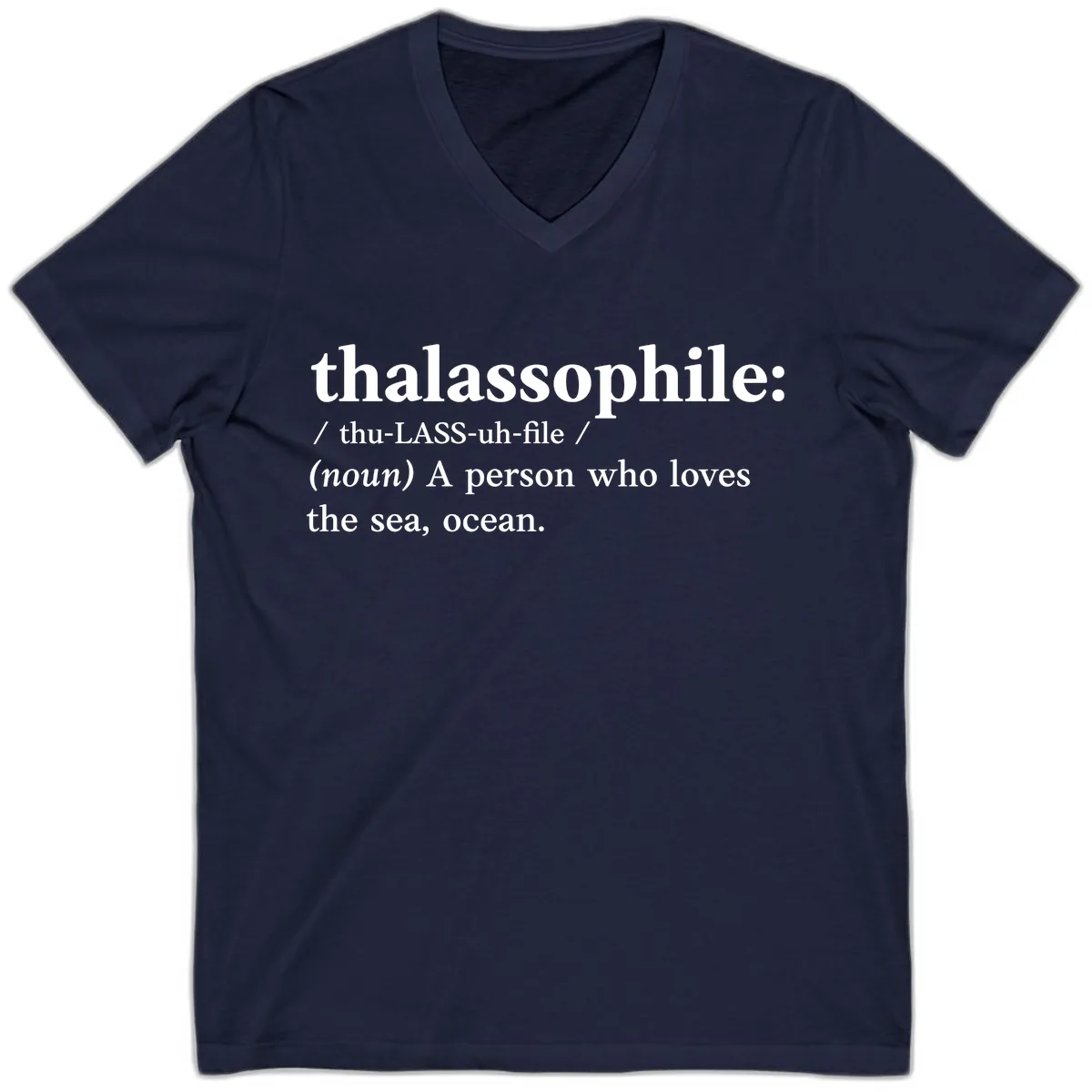 Thalassophile Ocean Lover V-Neck in Navy